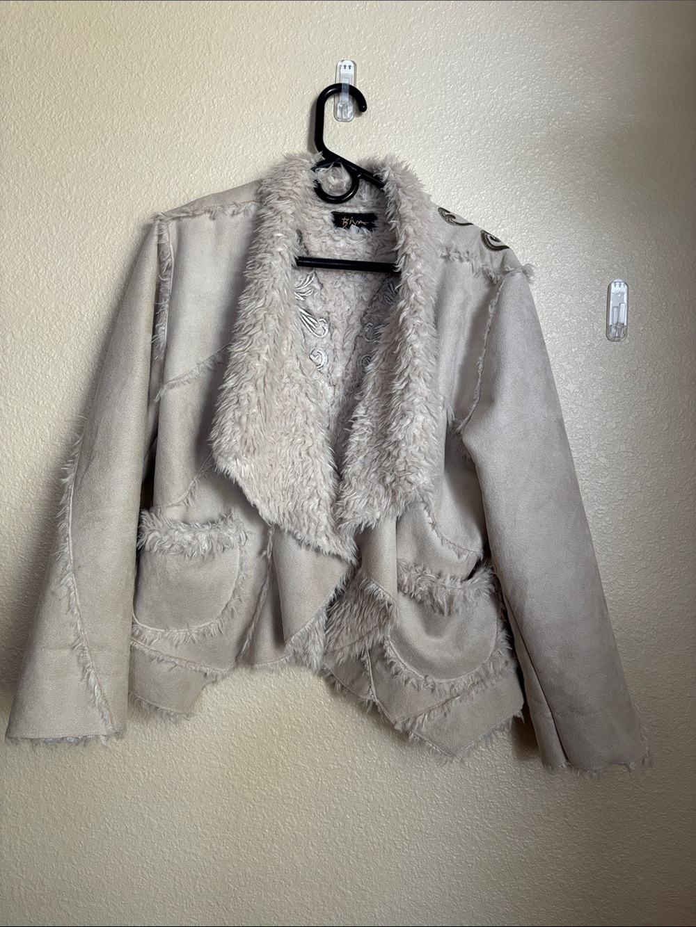 Biya (Johnny Was) Faux Shearling Teddy Jacket in Light Beige